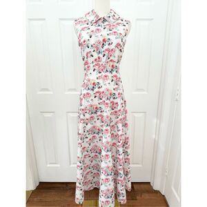 Emilia Wickstead Womens White Fabiola Floral Print Cloqué Midi Dress Size 4‎